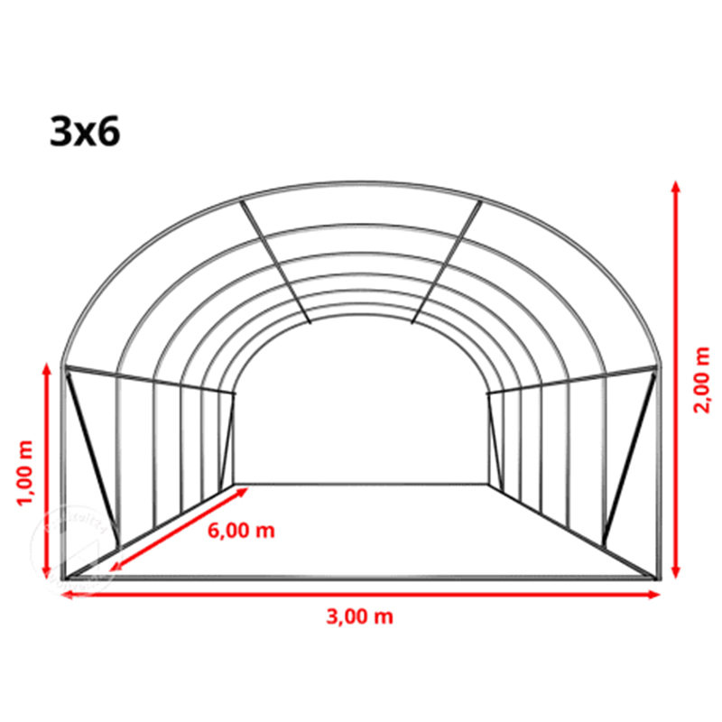 3x6x2m Weatherguard Round Top kasvihuone ja polytunneli