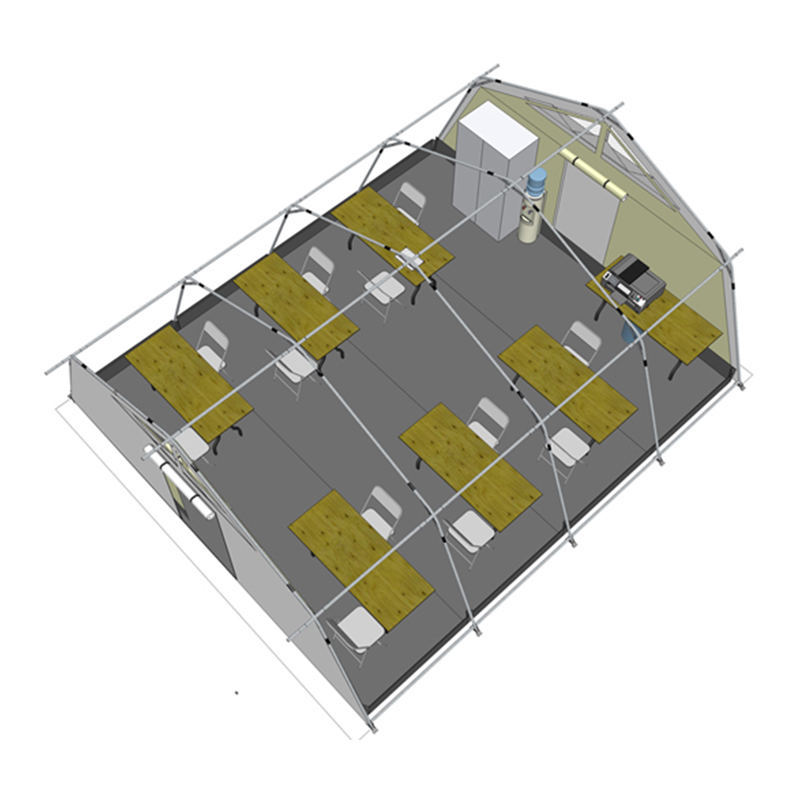 UNICEF Standard 42 m² monikäyttöinen napateltta integroidulla/irrotettavalla varjostimella