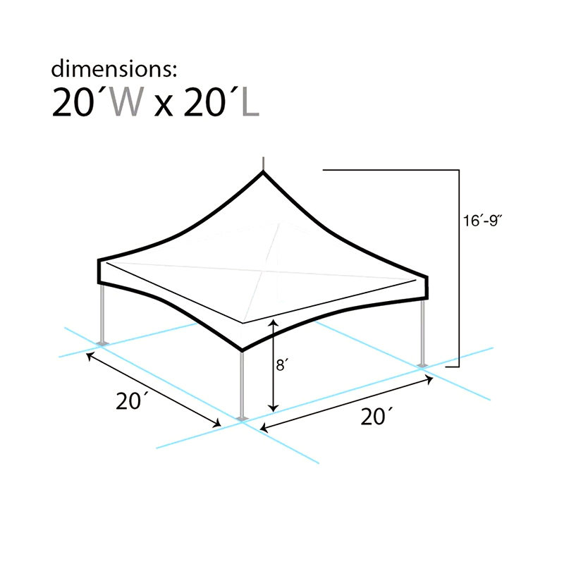 (6x6m) alumiininen Pinnacle 20x20