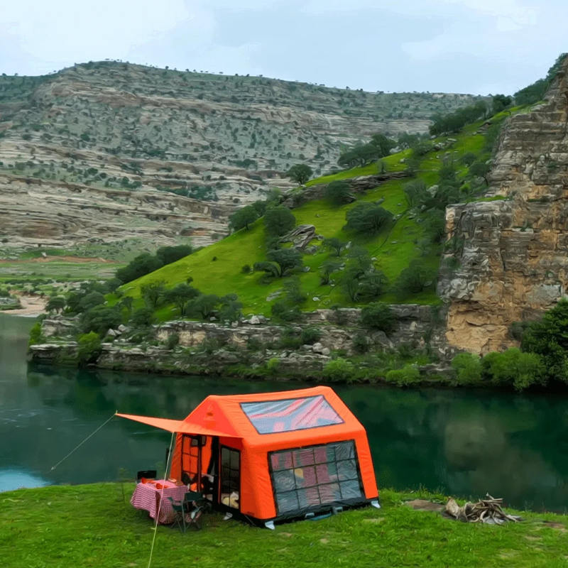 8-10 hengen neljän vuodenajan Panorama puhallettava leirintäteltta